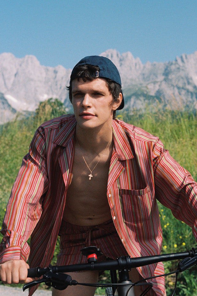 Notched Collar Shirt, Silk Twill